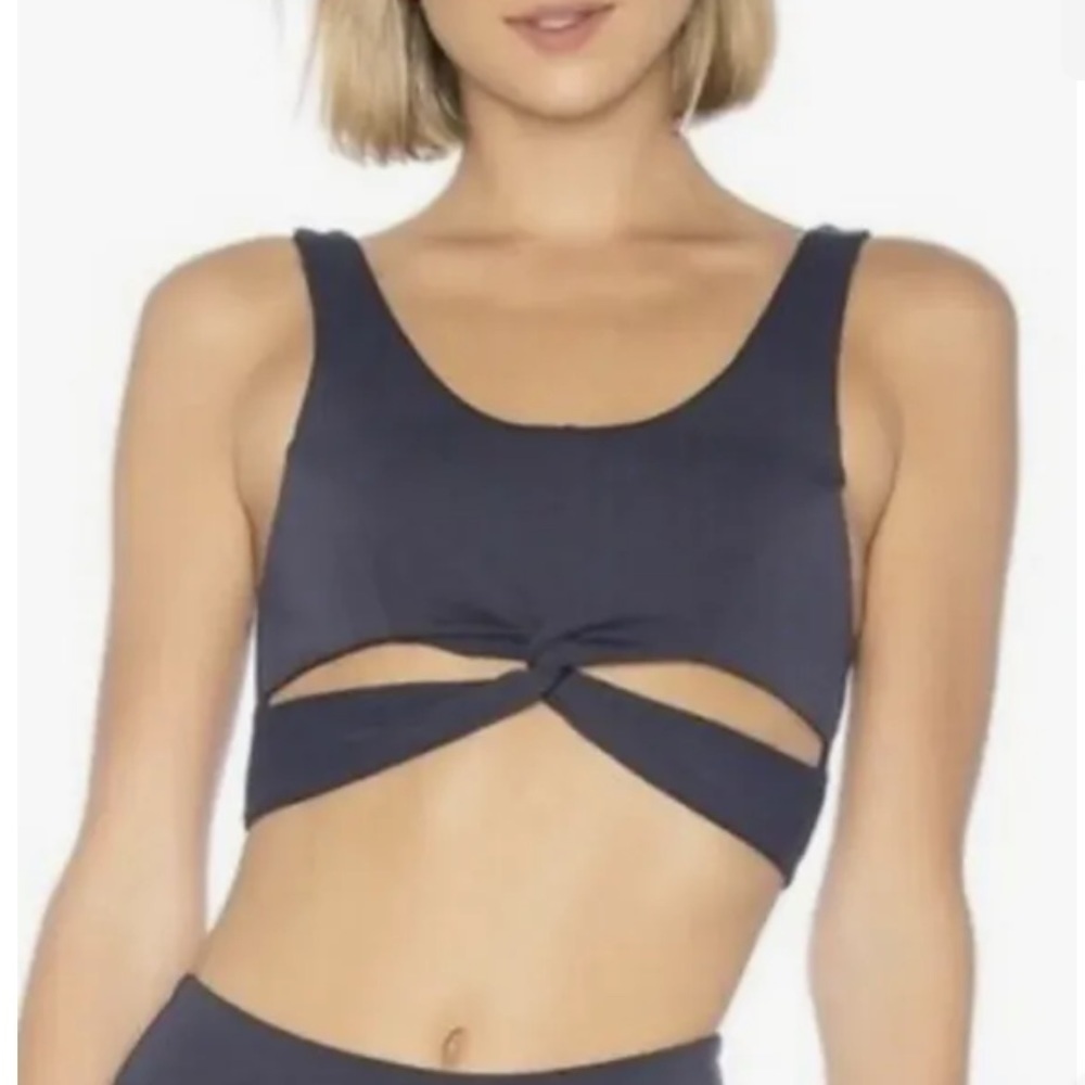 LoveWave Revolve Womens Navy Blue Swim/Sports Bra Twist Cutout Medium